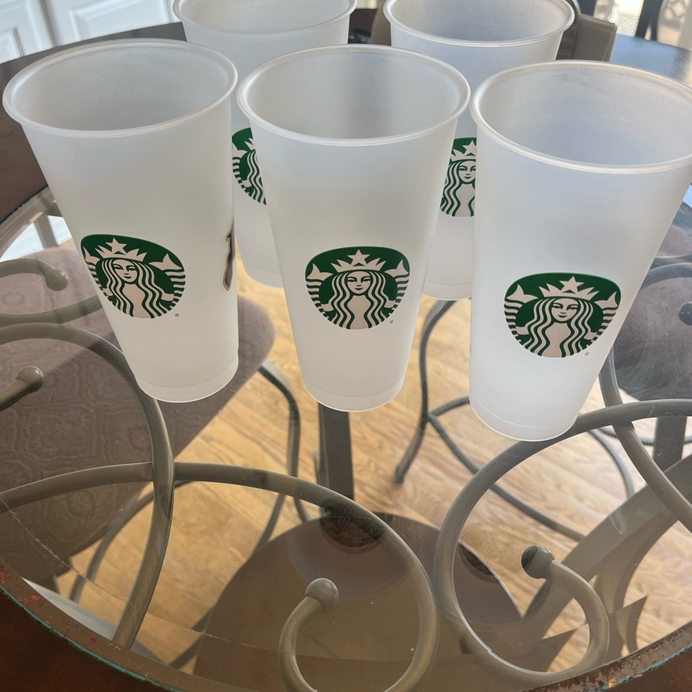 Starbucks Frosted Green Logo Cups